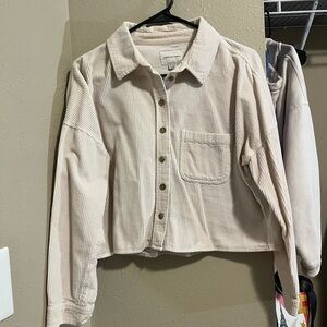 Cream Corduroy Button-Up Shirt